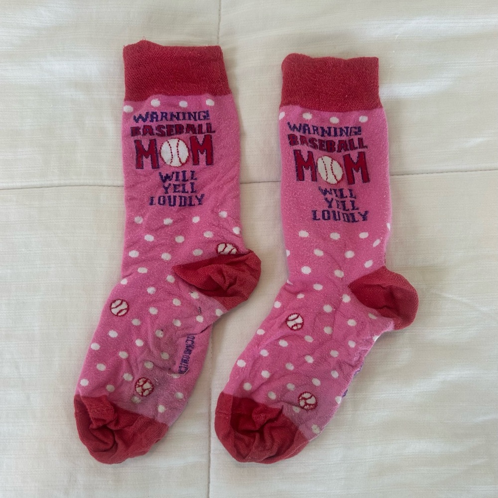 Pink Baseball Mom Socks